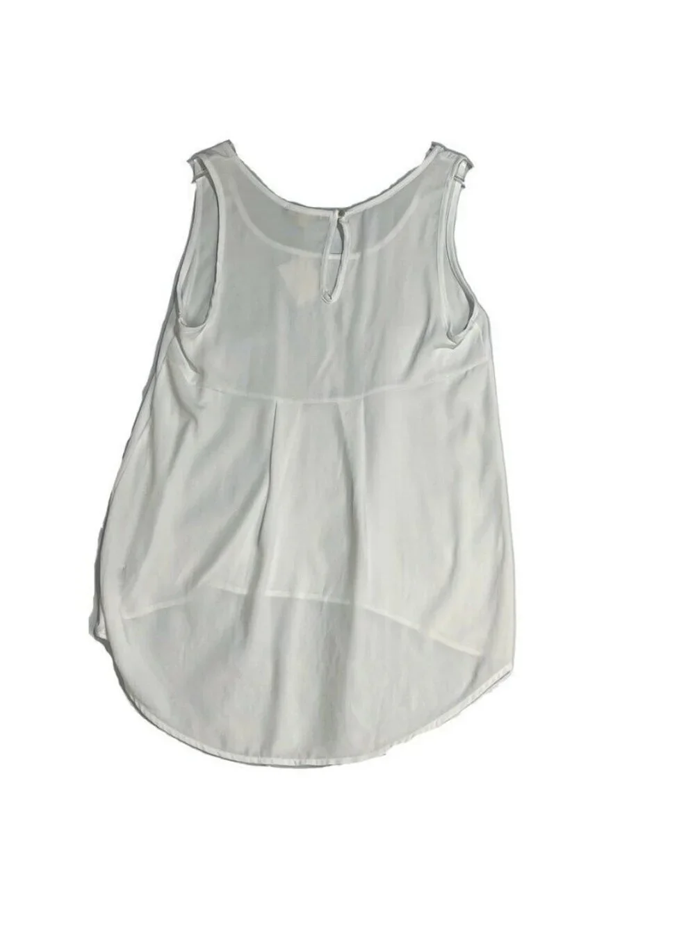 Pleione Womens White Sleeveless High-Low Blouse Small 100% Polyester Made In USA
